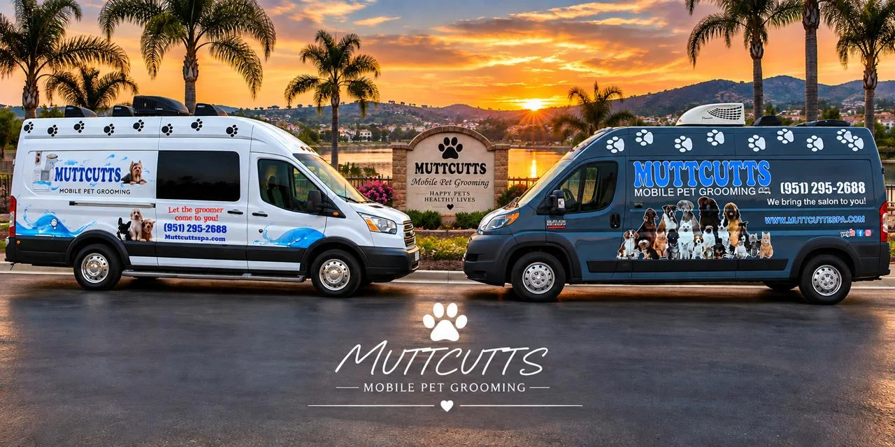 Muttcutts Mobile Pet Grooming van in Riverside County